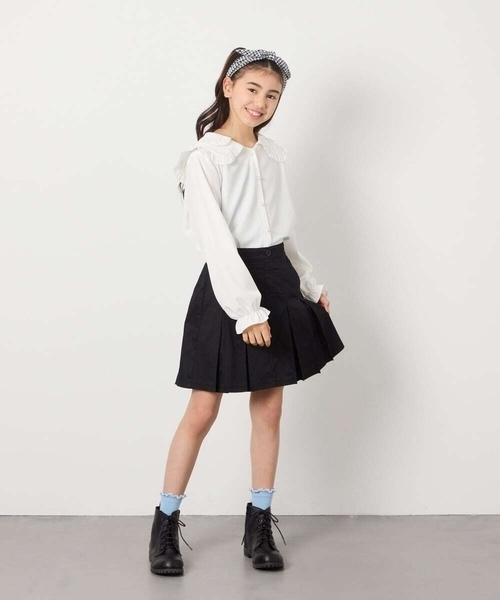 a.v.v（アーヴェヴェ）の「[120-130]インパン付きタックプリーツスカート（スカート・キッズ・ブルー/ブラック・120/130）」の21枚目の写真