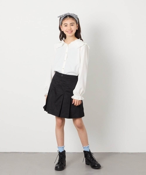 a.v.v（アーヴェヴェ）の「[120-130]インパン付きタックプリーツスカート（スカート・キッズ・ブルー/ブラック・120/130）」の18枚目の写真