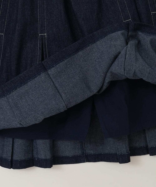 a.v.v（アーヴェヴェ）の「[120-130]インパン付きタックプリーツスカート（スカート・キッズ・ブルー/ブラック・120/130）」の9枚目の写真