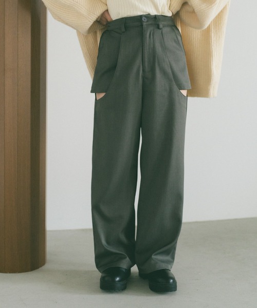 VANNIE U(ヴァニーユー)の「サイドカットアウトスラックスパンツ/SMLサイズ展開(スラックス・レディース・ベージュ/グレー/ピンク・L/M/S)」の5枚目の写真