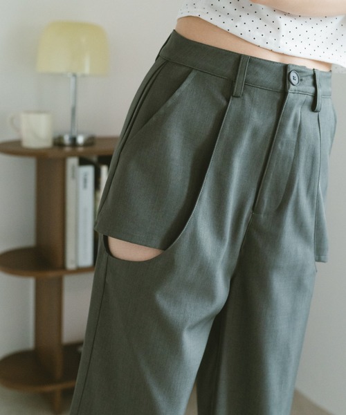 VANNIE U(ヴァニーユー)の「サイドカットアウトスラックスパンツ/SMLサイズ展開(スラックス・レディース・ベージュ/グレー/ピンク・L/M/S)」の7枚目の写真