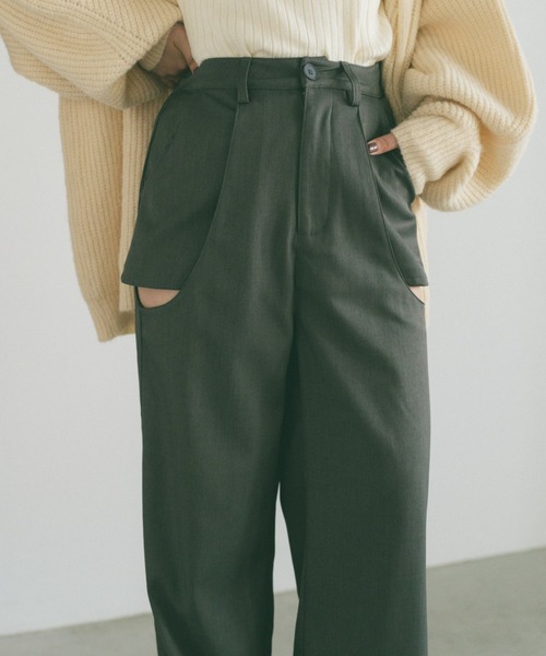 サイドカットアウトスラックスパンツ/SMLサイズ展開（スラックス