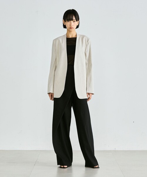 EDITION(エディション)の「シアーフライス ハーフスリーブトップス(Tシャツ/カットソー・レディース・ホワイト/ブラック・FREE)」の3枚目の写真