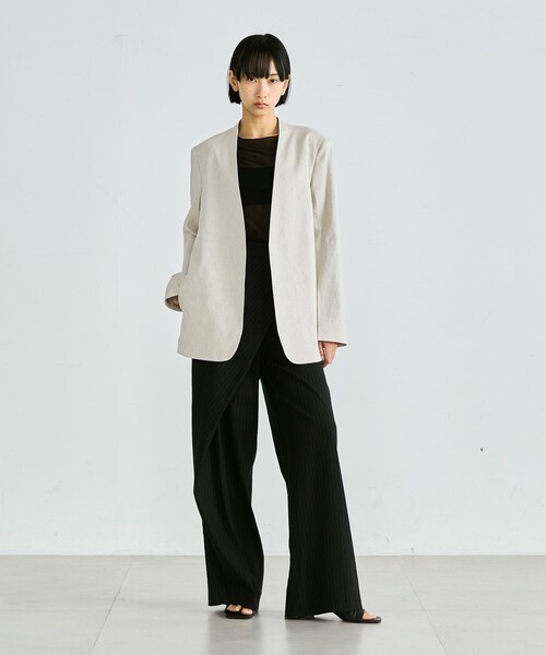 EDITION(エディション)の「シアーフライス ハーフスリーブトップス(Tシャツ/カットソー・レディース・ホワイト/ブラック・FREE)」の14枚目の写真