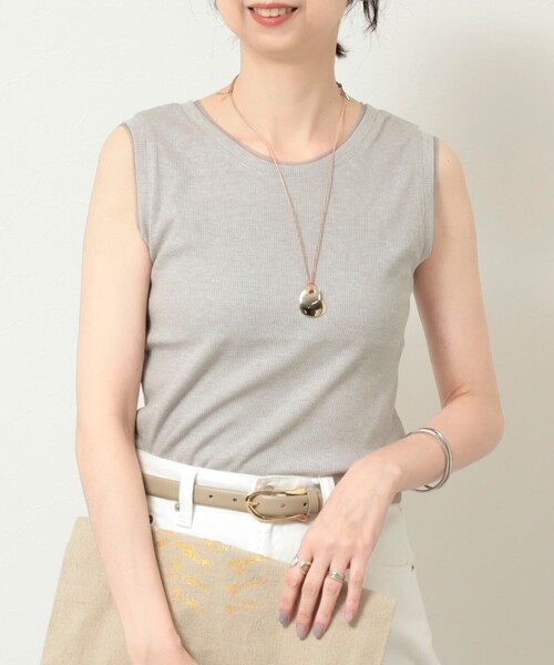 MICO COULIER（ミコクリエ）の「ラメテレコタンクトップ（Tシャツ/カットソー・レディース・オフホワイト/ブラック/ライトグレー・38）」の3枚目の写真