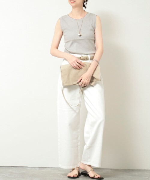 MICO COULIER（ミコクリエ）の「ラメテレコタンクトップ（Tシャツ/カットソー・レディース・オフホワイト/ブラック/ライトグレー・38）」の6枚目の写真