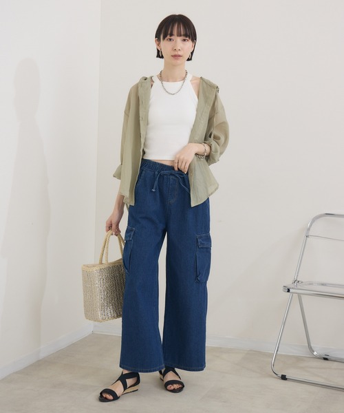 Paradise Picnic（パラダイスピクニック）の「フードシアーシャツ（シャツ/ブラウス・レディース・カーキ/ホワイト・FREE）」の13枚目の写真