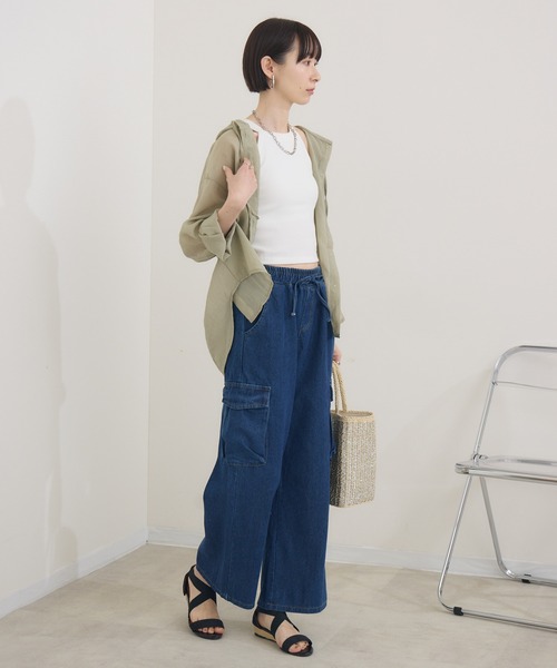 Paradise Picnic（パラダイスピクニック）の「フードシアーシャツ（シャツ/ブラウス・レディース・カーキ/ホワイト・FREE）」の14枚目の写真