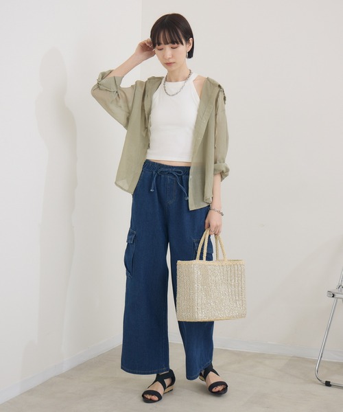 Paradise Picnic（パラダイスピクニック）の「フードシアーシャツ（シャツ/ブラウス・レディース・カーキ/ホワイト・FREE）」の15枚目の写真