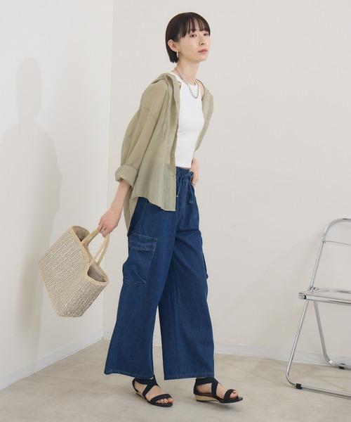 Paradise Picnic（パラダイスピクニック）の「フードシアーシャツ（シャツ/ブラウス・レディース・カーキ/ホワイト・FREE）」の17枚目の写真