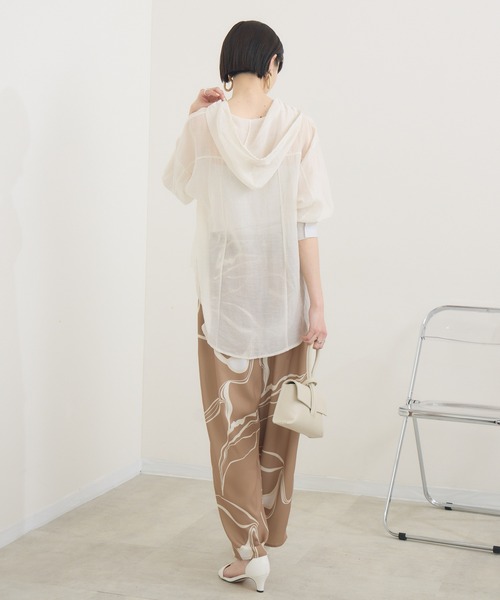 Paradise Picnic（パラダイスピクニック）の「フードシアーシャツ（シャツ/ブラウス・レディース・カーキ/ホワイト・FREE）」の6枚目の写真