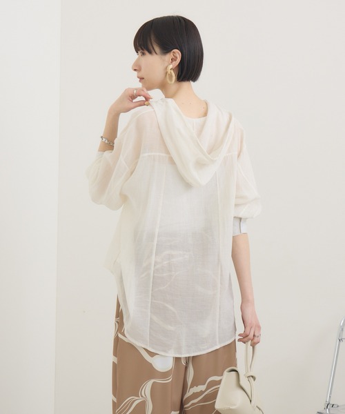 Paradise Picnic（パラダイスピクニック）の「フードシアーシャツ（シャツ/ブラウス・レディース・カーキ/ホワイト・FREE）」の8枚目の写真