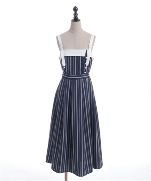 axes femme（アクシーズファム）の「蝶刺繍リボンストライプジャンパースカート（ワンピース・レディース・ネイビー/ミント/ピンク・FREE）」の10枚目の写真