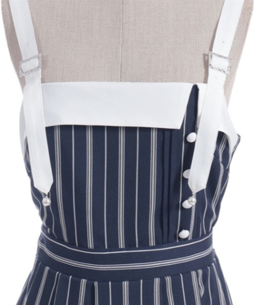 axes femme（アクシーズファム）の「蝶刺繍リボンストライプジャンパースカート（ワンピース・レディース・ネイビー/ミント/ピンク・FREE）」の4枚目の写真