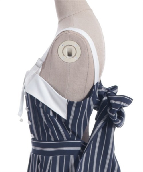 axes femme（アクシーズファム）の「蝶刺繍リボンストライプジャンパースカート（ワンピース・レディース・ネイビー/ミント/ピンク・FREE）」の5枚目の写真