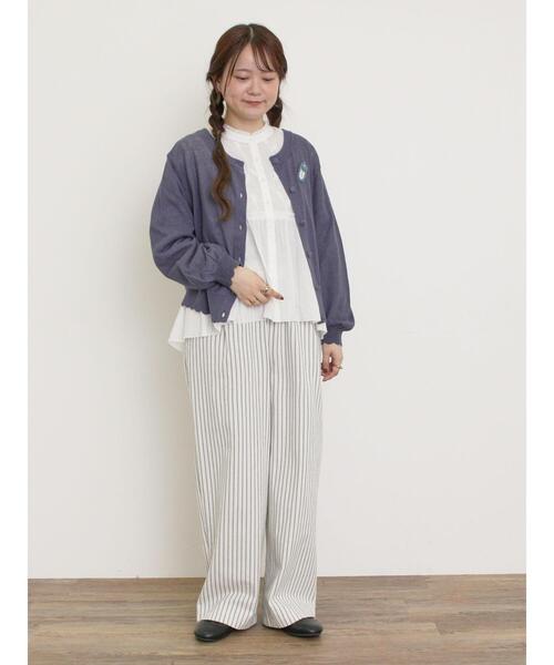 Samansa Mos2（サマンサ モスモス）の「3D刺繍切替ギャザーブラウス（シャツ/ブラウス・レディース・キナリ/グリーン/オフホワイト/ブラック・F）」の15枚目の写真