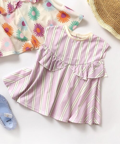 BREEZE（ブリーズ）の「【速乾/ジュニア対応】フレアチュニック（Tシャツ/カットソー・キッズ・ピンク/ブルー/オフホワイト・80/90/100/110/120/130/140）」の3枚目の写真