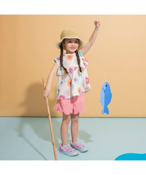 BREEZE（ブリーズ）の「【速乾/ジュニア対応】フレアチュニック（Tシャツ/カットソー・キッズ・ピンク/ブルー/オフホワイト・80/90/100/110/120/130/140）」の4枚目の写真