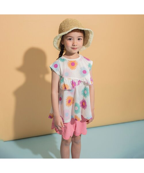 BREEZE（ブリーズ）の「【速乾/ジュニア対応】フレアチュニック（Tシャツ/カットソー・キッズ・ピンク/ブルー/オフホワイト・80/90/100/110/120/130/140）」の6枚目の写真