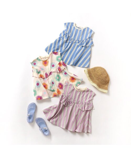 BREEZE（ブリーズ）の「【速乾/ジュニア対応】フレアチュニック（Tシャツ/カットソー・キッズ・ピンク/ブルー/オフホワイト・80/90/100/110/120/130/140）」の8枚目の写真