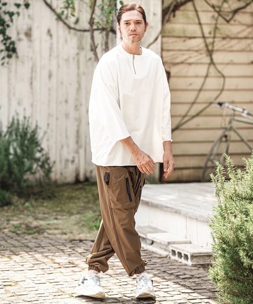 CAMBIO(カンビオ)の「mt9733- Zipper Neck 3-4 Sleeve Cut sew 半端袖カットソー(Tシャツ/カットソー・メンズ・ホワイト/ブラック/チャコール・S/M/L)」の12枚目の写真