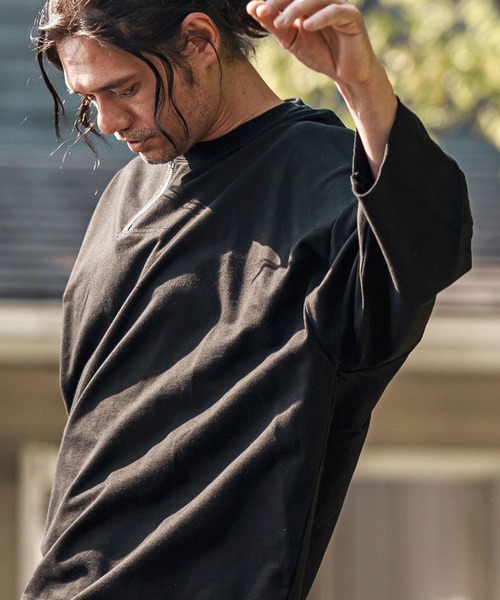 CAMBIO(カンビオ)の「mt9733- Zipper Neck 3-4 Sleeve Cut sew 半端袖カットソー(Tシャツ/カットソー・メンズ・ホワイト/ブラック/チャコール・S/M/L)」の15枚目の写真