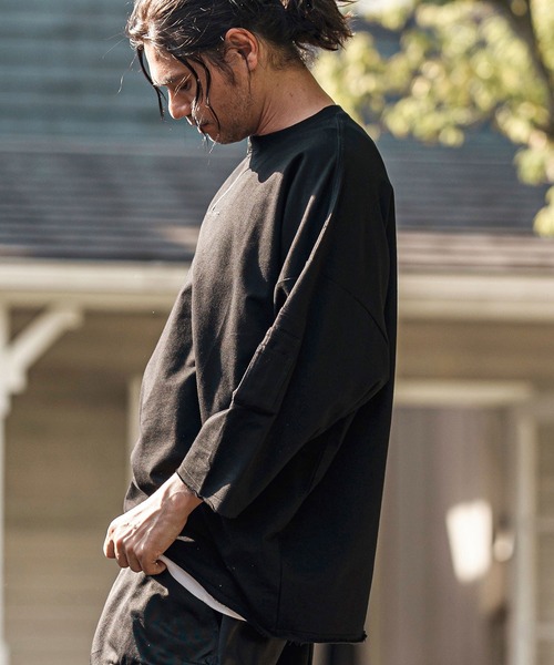 CAMBIO(カンビオ)の「mt9733- Zipper Neck 3-4 Sleeve Cut sew 半端袖カットソー(Tシャツ/カットソー・メンズ・ホワイト/ブラック/チャコール・S/M/L)」の16枚目の写真