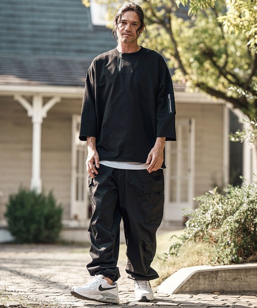 CAMBIO(カンビオ)の「mt9733- Zipper Neck 3-4 Sleeve Cut sew 半端袖カットソー(Tシャツ/カットソー・メンズ・ホワイト/ブラック/チャコール・S/M/L)」の18枚目の写真