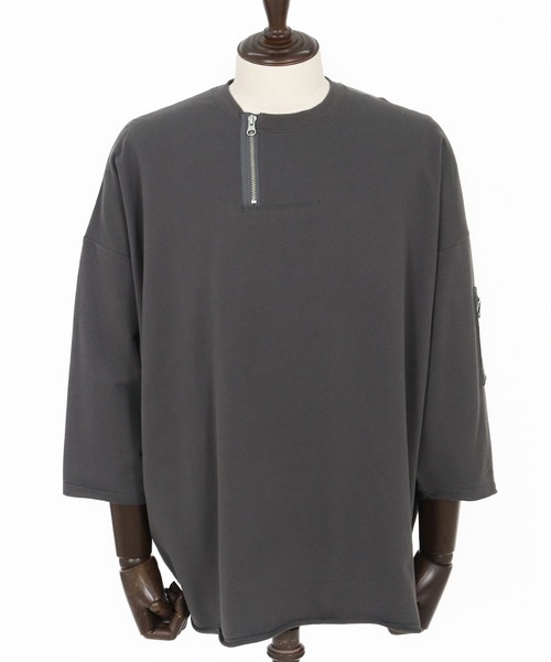 CAMBIO(カンビオ)の「mt9733- Zipper Neck 3-4 Sleeve Cut sew 半端袖カットソー(Tシャツ/カットソー・メンズ・ホワイト/ブラック/チャコール・S/M/L)」の21枚目の写真
