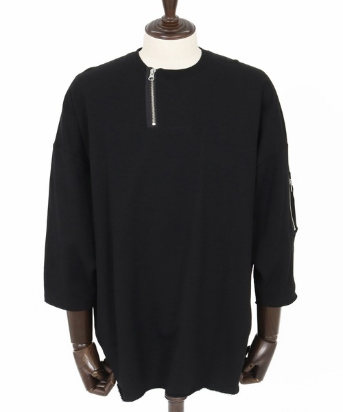 CAMBIO(カンビオ)の「mt9733- Zipper Neck 3-4 Sleeve Cut sew 半端袖カットソー(Tシャツ/カットソー・メンズ・ホワイト/ブラック/チャコール・S/M/L)」の22枚目の写真