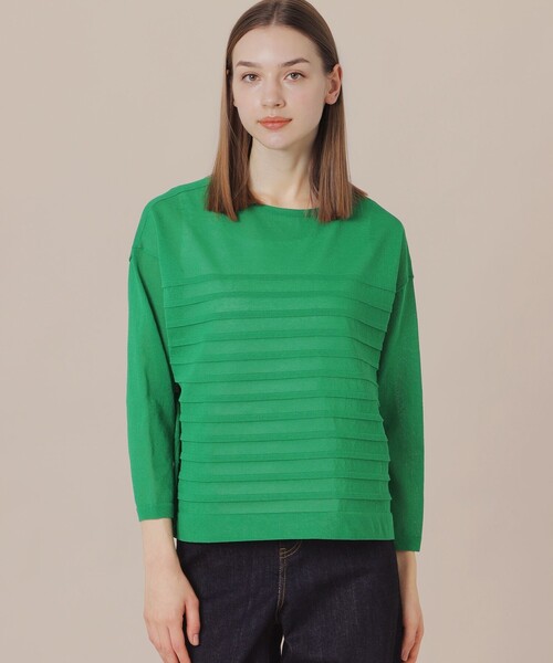 MACKINTOSH LONDON(マッキントッシュ ロンドン)の「【WEB・一部店舗限定】シースルーボーダーニットプルオーバー(ニット/セーター・レディース・グリーン系その他4/オフホワイト/ブラック・38)」の3枚目の写真