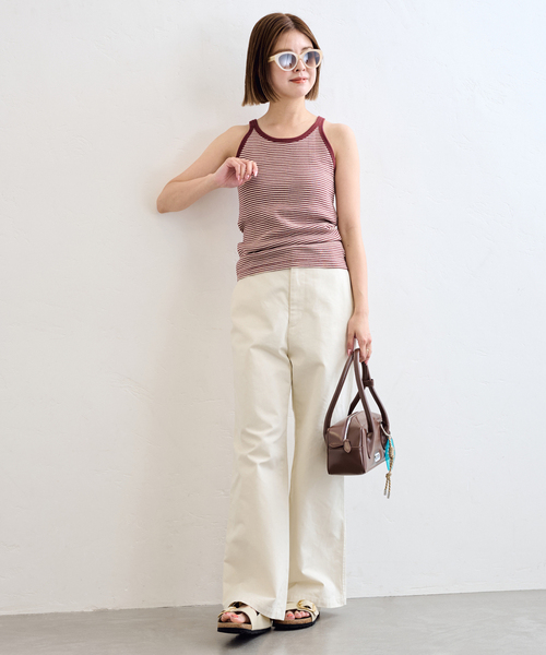 U by SPICK&SPAN(ユーバイスピックアンドスパン)の「チノワイドパンツ(チノパンツ・レディース・ネイビー/アイボリー・36/38)」の7枚目の写真