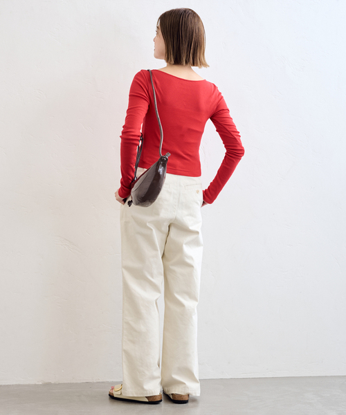 U by SPICK&SPAN(ユーバイスピックアンドスパン)の「チノワイドパンツ(チノパンツ・レディース・ネイビー/アイボリー・36/38)」の19枚目の写真