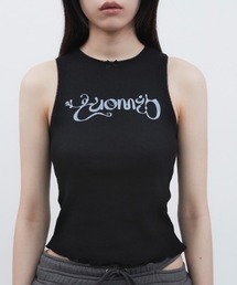 TUOMIO（トゥオミオ）の「【TUOMIO】POINTELLE RIBBON TANK / 【トゥオミオ】リボンロゴタンクトップ（タンクトップ）」