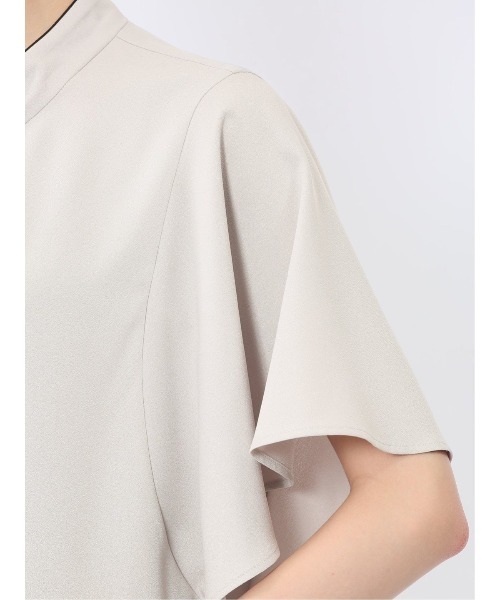 m.f.editorial（エムエフエディトリアル）の「【ストレッチ】m.f.エディトリアルレディース 配色ボウタイ 半袖比翼ブラウス（シャツ/ブラウス・レディース・ベージュ/ネイビー/ホワイト・MEDIUM/LARGE）」の12枚目の写真