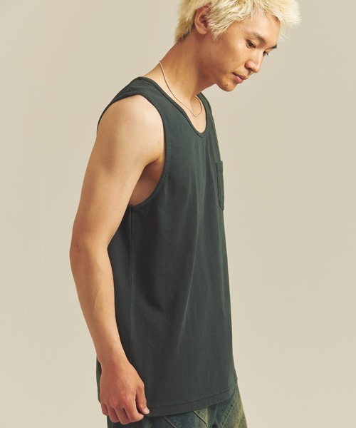 SHELTECH(シェルテック)の「SHELTECH-ピグメントプレーティング天竺-Tanktop(Tシャツ/カットソー・メンズ・ブラック・M/L/XL)」の5枚目の写真