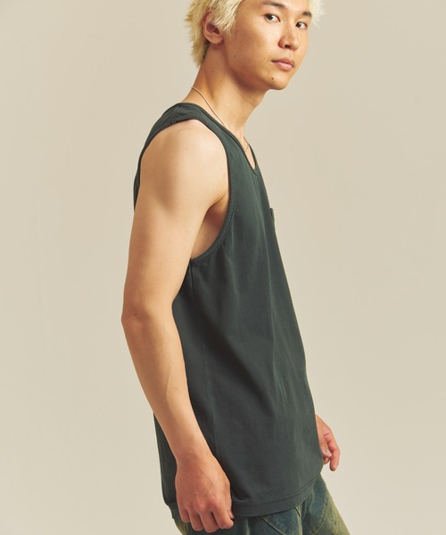 SHELTECH(シェルテック)の「SHELTECH-ピグメントプレーティング天竺-Tanktop(Tシャツ/カットソー・メンズ・ブラック・M/L/XL)」の3枚目の写真