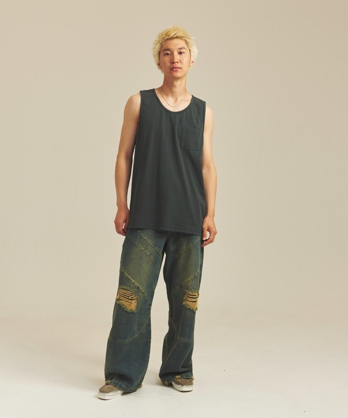 SHELTECH(シェルテック)の「SHELTECH-ピグメントプレーティング天竺-Tanktop(Tシャツ/カットソー・メンズ・ブラック・M/L/XL)」の14枚目の写真