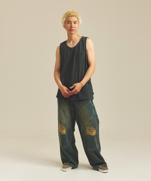SHELTECH(シェルテック)の「SHELTECH-ピグメントプレーティング天竺-Tanktop(Tシャツ/カットソー・メンズ・ブラック・M/L/XL)」の13枚目の写真