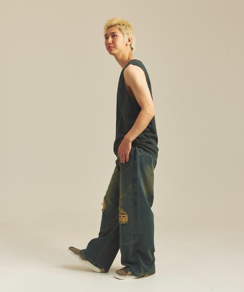 SHELTECH(シェルテック)の「SHELTECH-ピグメントプレーティング天竺-Tanktop(Tシャツ/カットソー・メンズ・ブラック・M/L/XL)」の11枚目の写真
