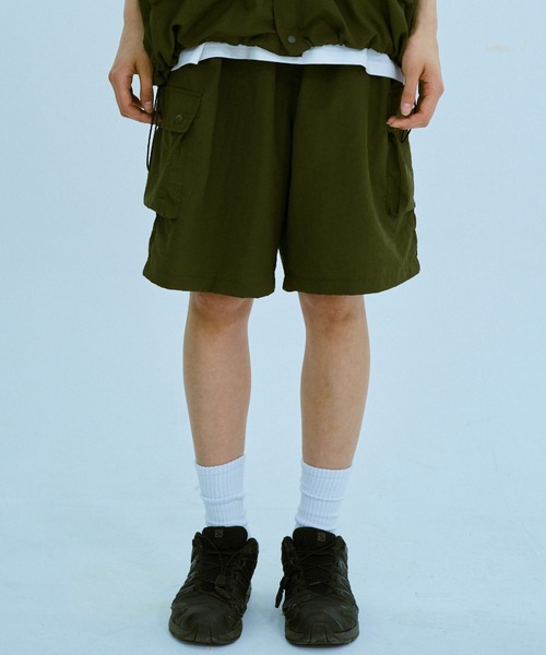 BROKEN BASE(ブロークンベース)の「ナイロンハーフパンツsetup(その他パンツ・メンズ・カーキ/ブラック系・MEDIUM/LARGE)」の1枚目の写真