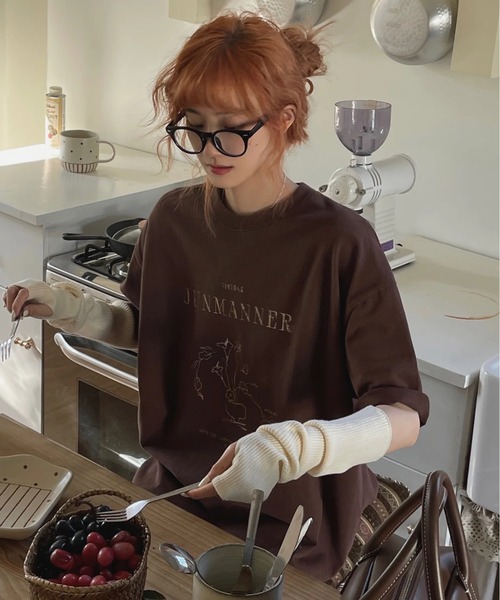 DIAVEL(ディアベル)の「カジュアル前プリント半袖Tシャツ(Tシャツ/カットソー・レディース・ライトグレー/ブラウン/ホワイト・M)」の3枚目の写真