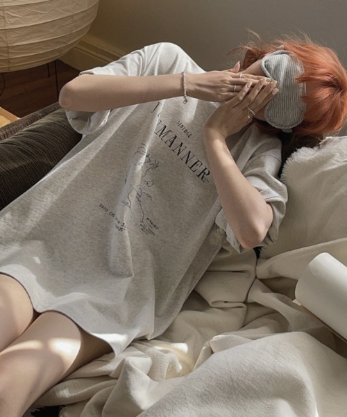 DIAVEL(ディアベル)の「カジュアル前プリント半袖Tシャツ(Tシャツ/カットソー・レディース・ライトグレー/ブラウン/ホワイト・M)」の5枚目の写真