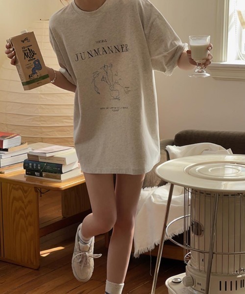 DIAVEL(ディアベル)の「カジュアル前プリント半袖Tシャツ(Tシャツ/カットソー・レディース・ライトグレー/ブラウン/ホワイト・M)」の8枚目の写真