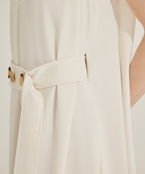 STUDIOUS(ステュディオス)の「【STUDIOUS/ステュディオス】Back Satin Belted Dress/バックサテンベルトドレス(ワンピース・レディース・ホワイト/ブラック・2/1)」の13枚目の写真