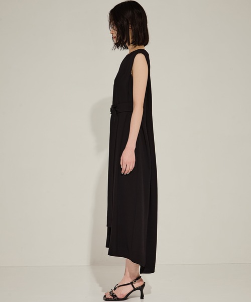 【新品】STUDIOUS バックサテンベルトドレス ブラック STUDIOUS/ステュディオス】Back Satin Belted Dress/バック