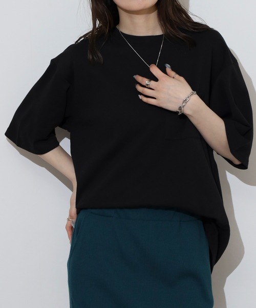 ACE（エース）の「無地ビッグシルエット接触冷感ポケット付き半袖Tシャツ（Tシャツ/カットソー・メンズ・ブラック/ネイビー/オフホワイト・S/L/LL/M）」の8枚目の写真