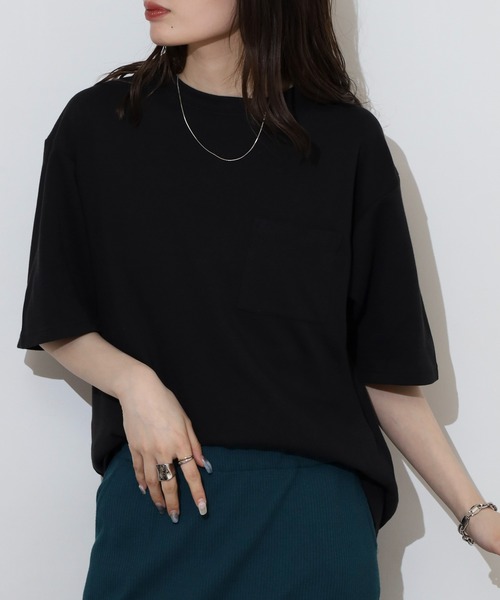 ACE（エース）の「無地ビッグシルエット接触冷感ポケット付き半袖Tシャツ（Tシャツ/カットソー・メンズ・ブラック/ネイビー/オフホワイト・S/L/LL/M）」の9枚目の写真