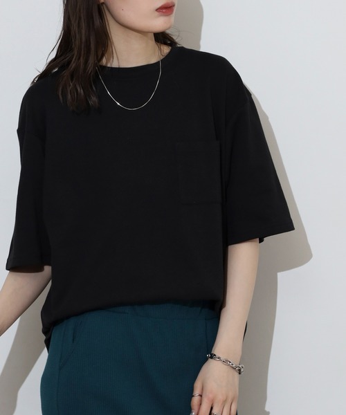 ACE（エース）の「無地ビッグシルエット接触冷感ポケット付き半袖Tシャツ（Tシャツ/カットソー・メンズ・ブラック/ネイビー/オフホワイト・S/L/LL/M）」の10枚目の写真
