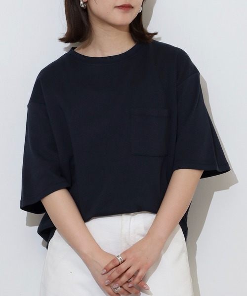 ACE（エース）の「無地ビッグシルエット接触冷感ポケット付き半袖Tシャツ（Tシャツ/カットソー・メンズ・ブラック/ネイビー/オフホワイト・S/L/LL/M）」の12枚目の写真